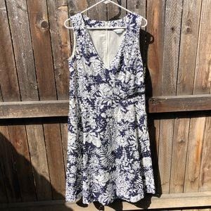 Boden Blue and White Floral Midi Dress